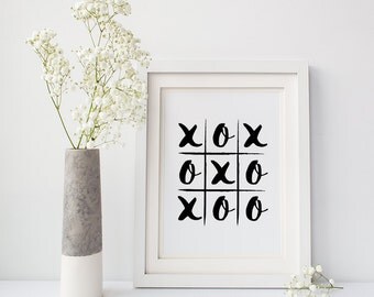 Wall decor, Word art prints, Gift for friend 'Love Life Noughts and Crosses', Fast shipping to USA