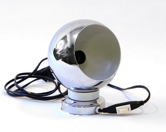 Vintage 1970s chrome lamp, space age. Eyeball lamp