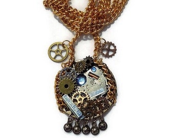 steampunk - steampunk pendant - handmade jewelry necklace - handmade - unique model - gift idea for woman - steampunk - necklace