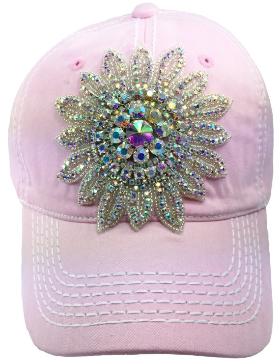 Ladies Pink Baseball Cap Rhinestone baseball Embellished
