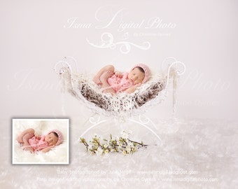 Iron Bed Chair - Beautiful Digital Newborn Background - Reduced Price