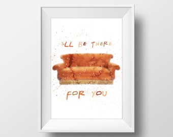 Art Print Couch FRIENDS tv show,printable art, friends theme ,monica,chandler, ross,phoebe, rachel,joey,central perk,friends poster