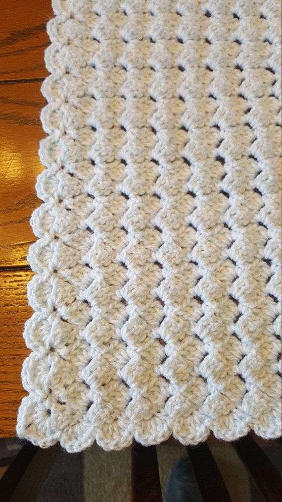 Baby Blanket Crochet Slanted Shell Afghan