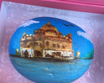 Sikh Golden Temple Harminder Sahib India Acrylic on Rock