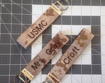 Personalized USMC Marine Corps Embroidered Desert Keychain