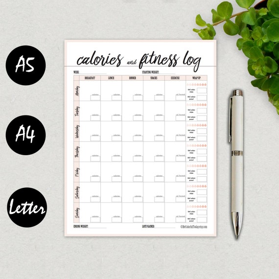 y printable template letter Calorie Planner Planner Health Tracker and Fitness Fitness