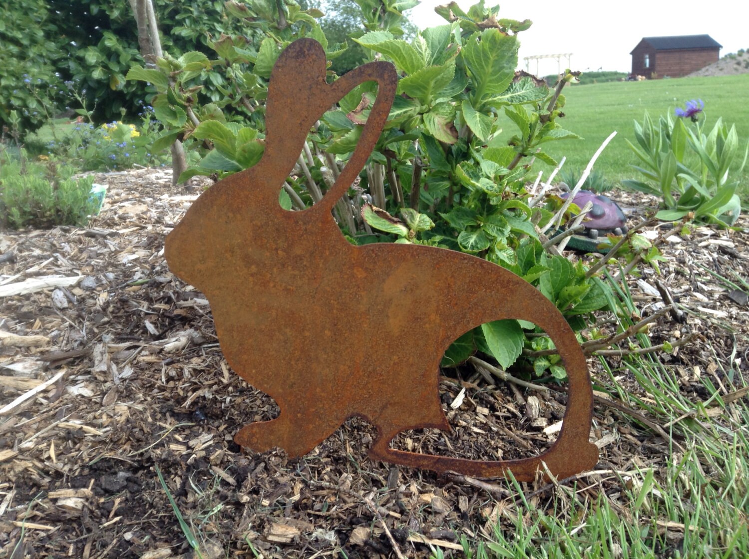Rusty Metal Rabbit Garden Decor / Rabbit Garden Gift / Easter
