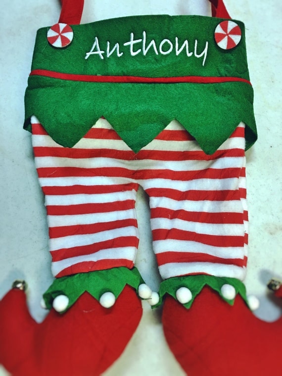 Elf Stocking Elf pants Embroidered Christmas Stocking