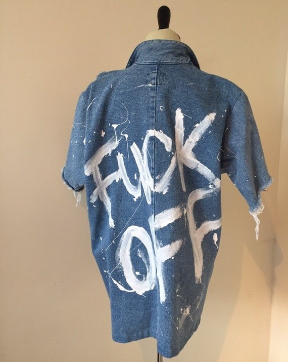 Shredded jean Jacket with cut off sleeves and by PaidInLace