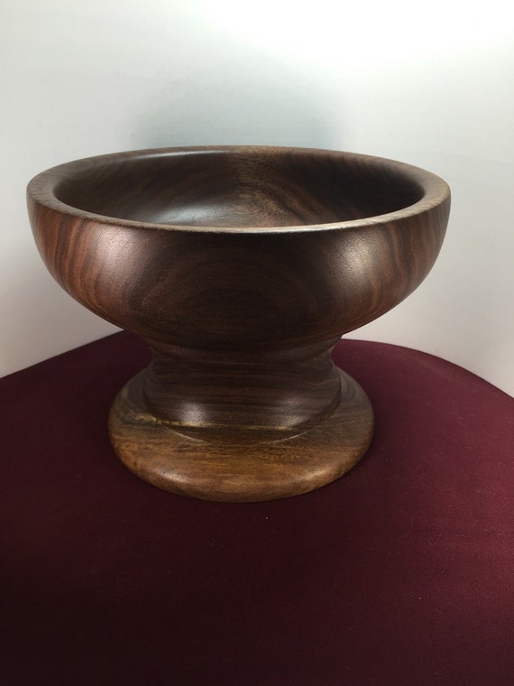 Black Walnut Wood Pedestal Bowl by AppalachianTurnings on Etsy