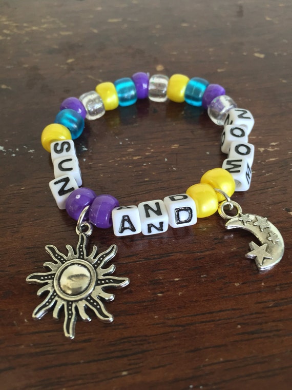 Sun & Moon // Festival Rave Kandi Charm Bracelet // with sun