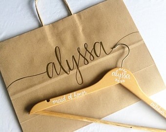 Personalized Gift Bag | Hanger Gift Bag | Bridesmaid Gift Bag | Large Gift Bag | Bridesmaid Gift | Wedding Gift | Kraft Bag
