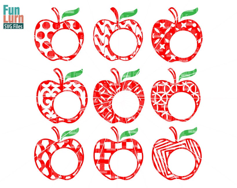 Download Split Apple SVG Teacher SVG Apple Monogram SVG Teacher