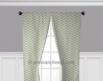 Olive Pea Green Curtains Zig Zag Chevron Curtain Panels Window Treatments Valance Green Custom Drapes Living Room Nursery