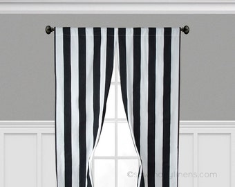 Black Stripe Curtains Vertical Window Treatments Black and White Curtain Panels Valance Set Pair Modern Home Decor