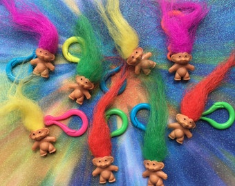 ON SALE (ending soon) Mini Trolls Doll pin or keychain // vintage 90s