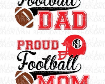 SALE! Proud Football Dad SVG, dxf, eps, jpg, png cut file, Football SVG, Proud Football Mom svg, Proud Football Mom Dad Digital Download