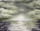 Oil Painting Original  ,Green seascape,  18x24in