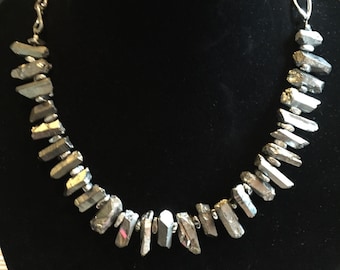 Quartz Crystal Necklace-Silver