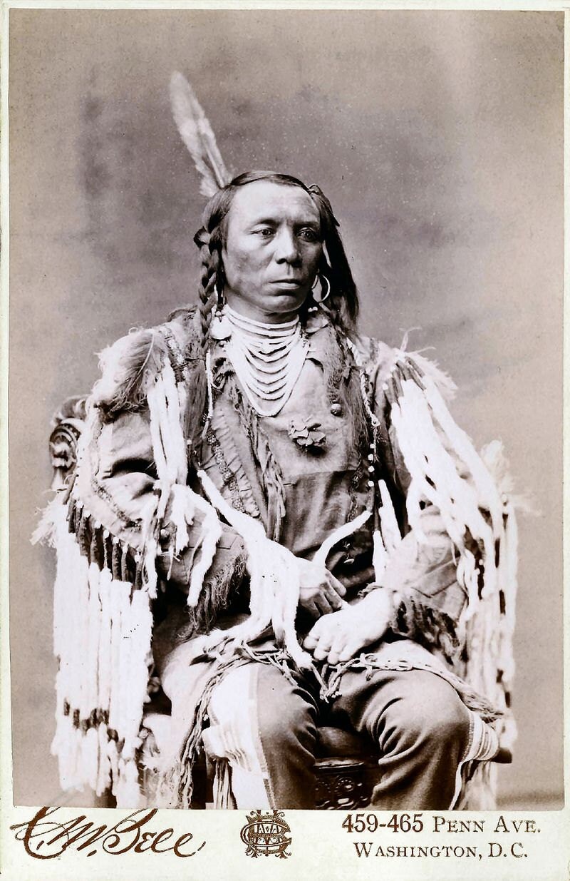 Native American Indian Portrait King Crow Feathers Chief Photo