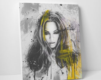 Beyonce Lemonade -Canvas Fine Art Giclée Print - Varnished Acrylic Yellow Painting Abstract Illustration Celebrity Singer Queen Bee Music