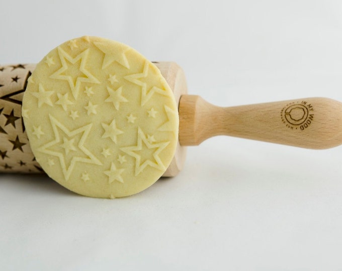 STARS rolling pin, embossing rolling pin, engraved rolling pin for a gift, gift ideas, gifts, unique, autumn, wedding