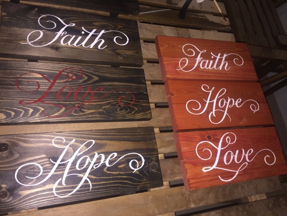 Faith Hope Love Wood Sign by AuntieAnnsCreations on Etsy