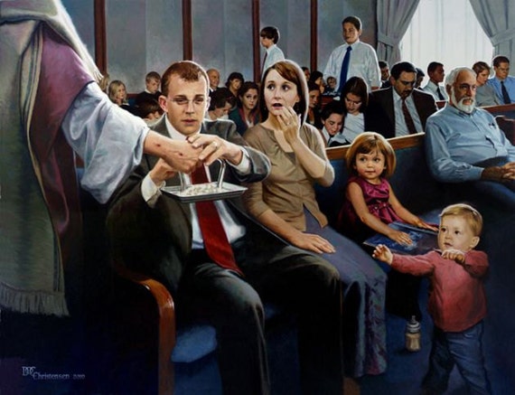 LDS Mormon Art Sacrament Meeting Painting Print 11 X 14 Doc