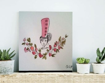 Watercolor Brittany " Flower " red