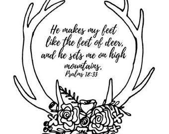 Items similar to Psalm 42:1 Deer Pants for Water Scripture Print with ...