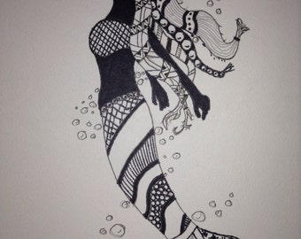 Download Free Mermaid Zentangle Svg - Mermaid shell svg | Etsy ...