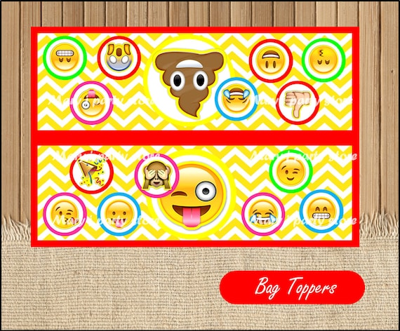 Colorful Emoji Birthday Snack Bag Topper