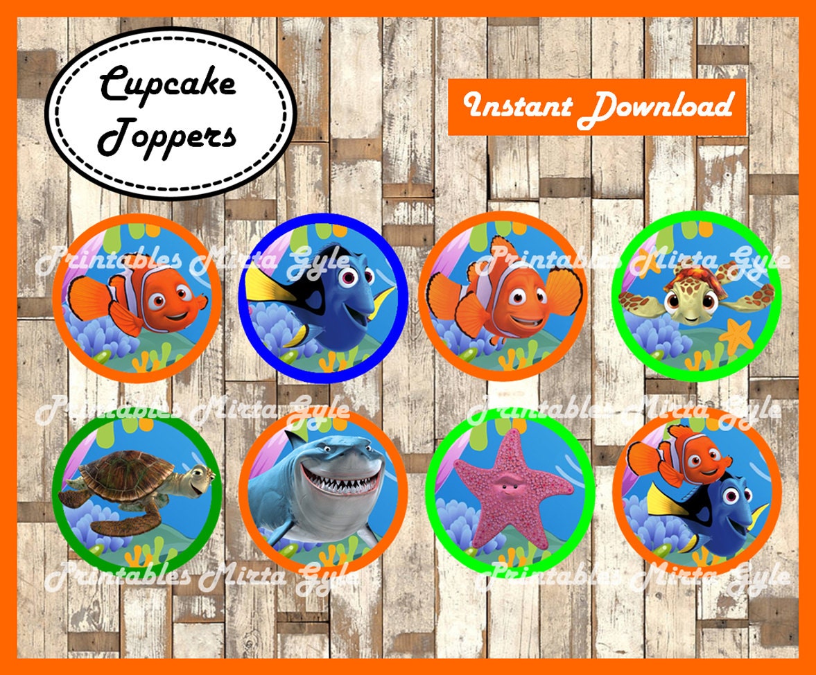 Finding Nemo cupcakes toppers printable Finding Nemo party
