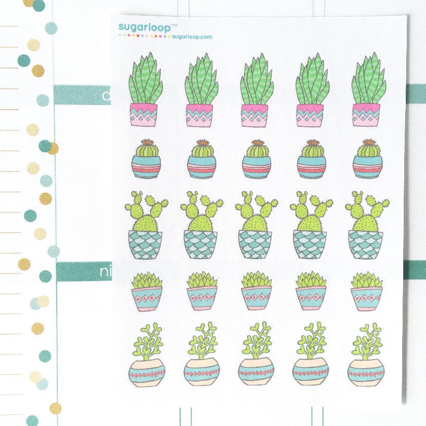 25 cute plant garden planner stickers cacti succulent