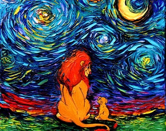 Lion King Art - Starry Night print van Gogh Never Saw The Sahara by Aja 8x8, 10x10, 12x12, 20x20, and 24x24 inches choose size