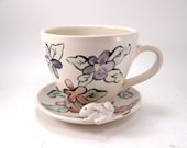 bunny and flowers cup and saucer