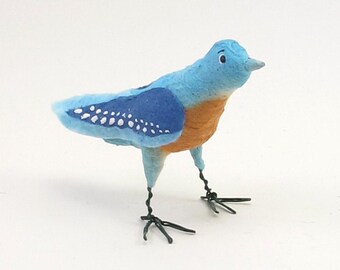 READY TO SHIP Vintage Inspired Spun Cotton Bluebird Ornament/Figure