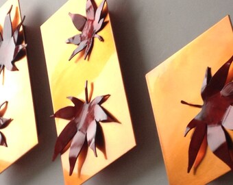 Copper Japanese Maple Leaves, Set of 3