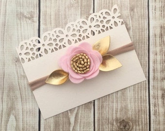 Soft Pink Headband/Felt Flower Headband/Baby Headband, Newborn Headband, Infant Headband, Toddler Headband