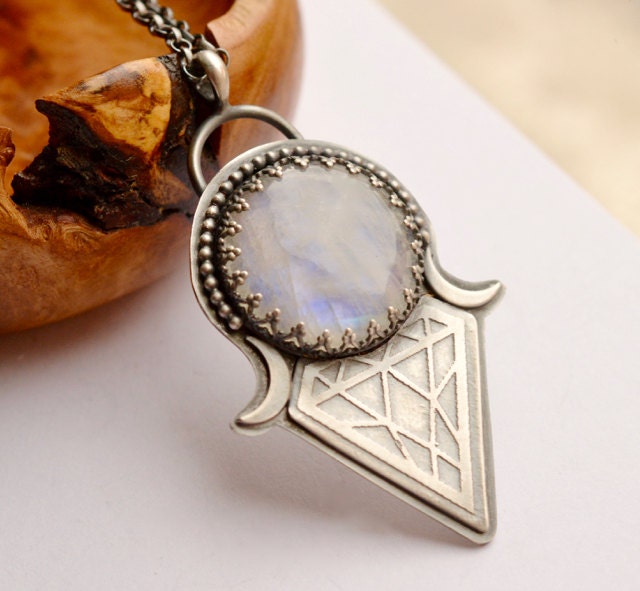 ON SALE this Week Silver Rainbow Moonstone Necklace with