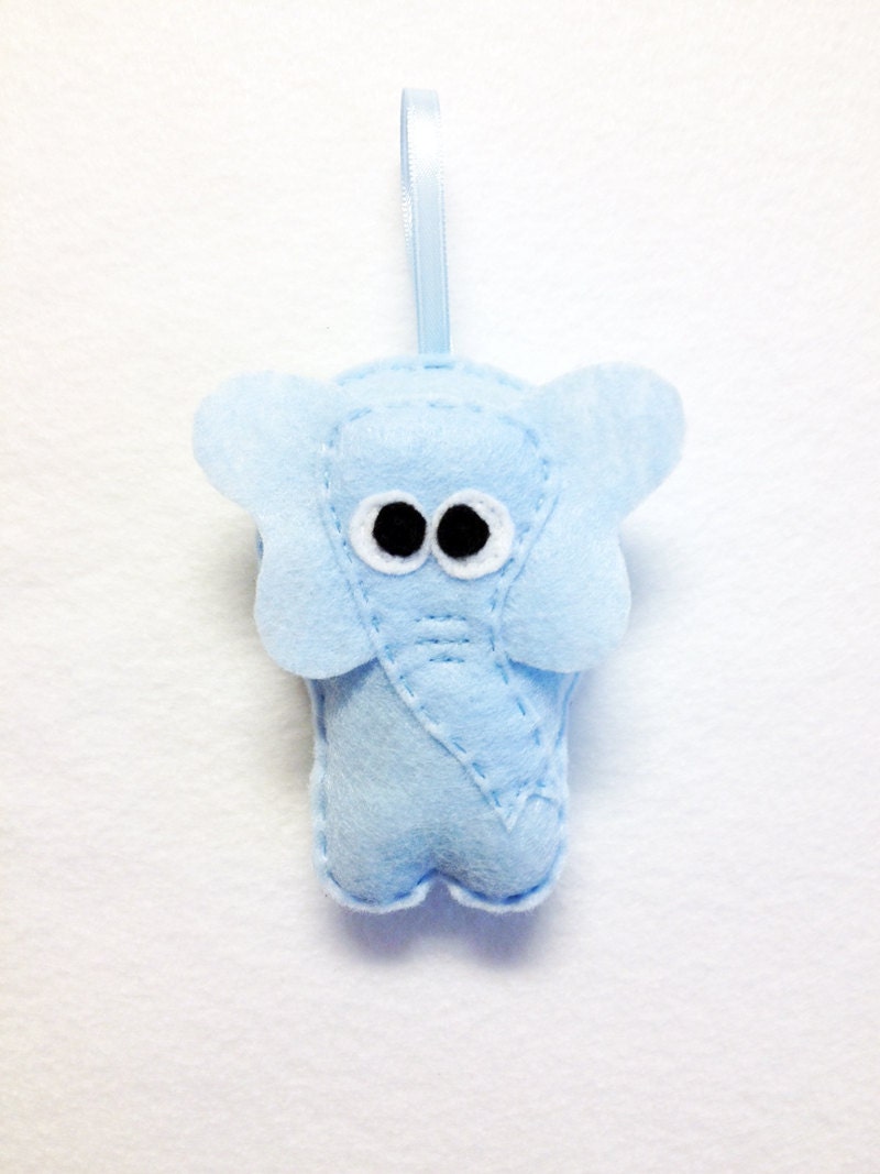 Elephant Ornament Felt Ornament Elphie the Blue Elephant