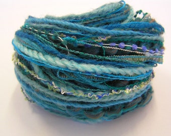 Yarn Variety Hank in a selection of blue yarns.