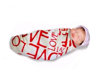 Baby Swaddle Blanket, Baby blankets, Love Receiving Blanket, Cotton Jersey, Newborn, New Baby, Baby Boy, New Mother, Baby Girl