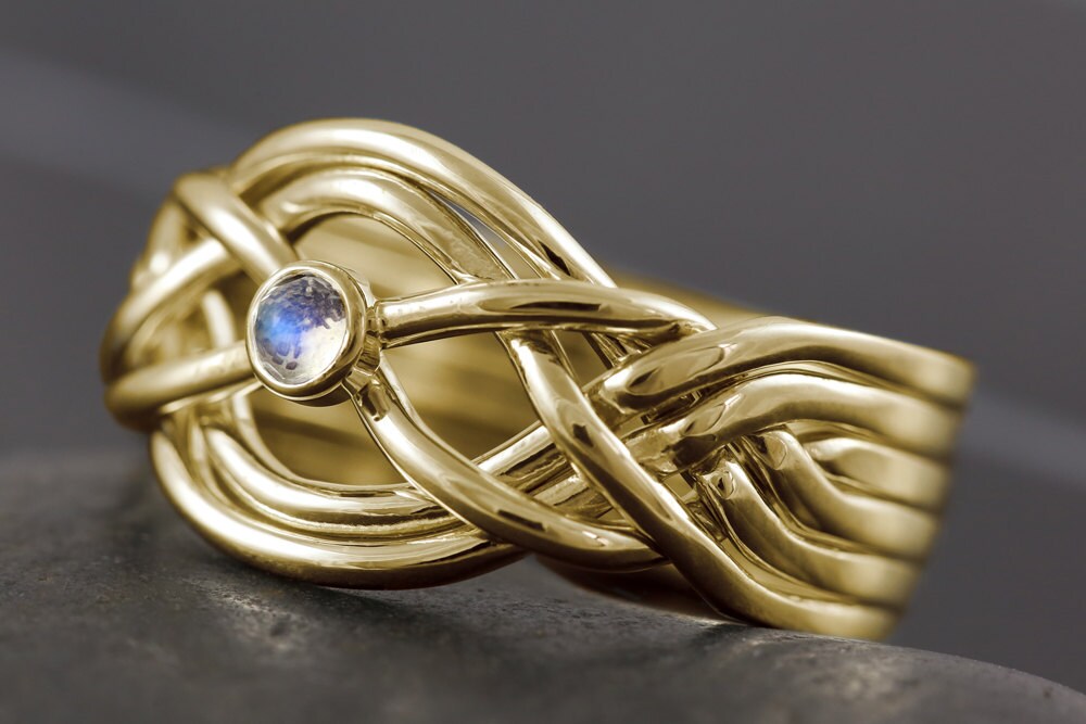 Solid gold 6 band puzzle ring with rosecut by VanseeJewelry