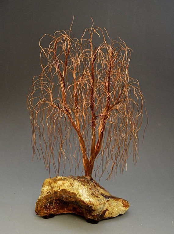 Weeping Willow Recycled Wire Tree Sculpture by metal artist