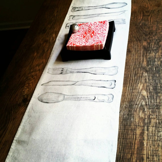 Items similar to Hand painted Cutlery Table Runner on Etsy