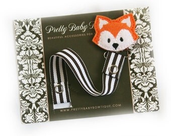 Fox Pacifier Clip - Baby Boy Paci Clip Woodland Animal - Binky Saver - Brown and Orange - Baby Shower Gift