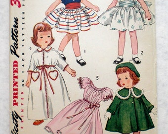 Vintage 1950s Doll Clothes Pattern Simplicity 4128 23 Inch Doll Clothing Pattern Toni Size Doll Factory Folded Genuine Vintage Pattern
