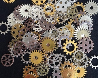 50 Pieces Steam Punk Gears Cog Parts for Altered Art Charms Clock Connectors Pendants Lead Free Mixed Color Bracelet Watch 19 - 25mm
