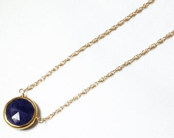 Blue Sapphire Necklace Genuine Sapphire Necklace 18k Gold September Birthstone Necklace Precious Sapphire Necklace BZ-P-105-Sapph/g